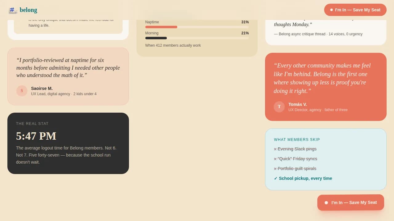 Belong - Family First UX Designers Mastermind Landing Page Template