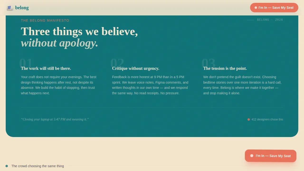 Belong - Family First UX Designers Mastermind Landing Page Template