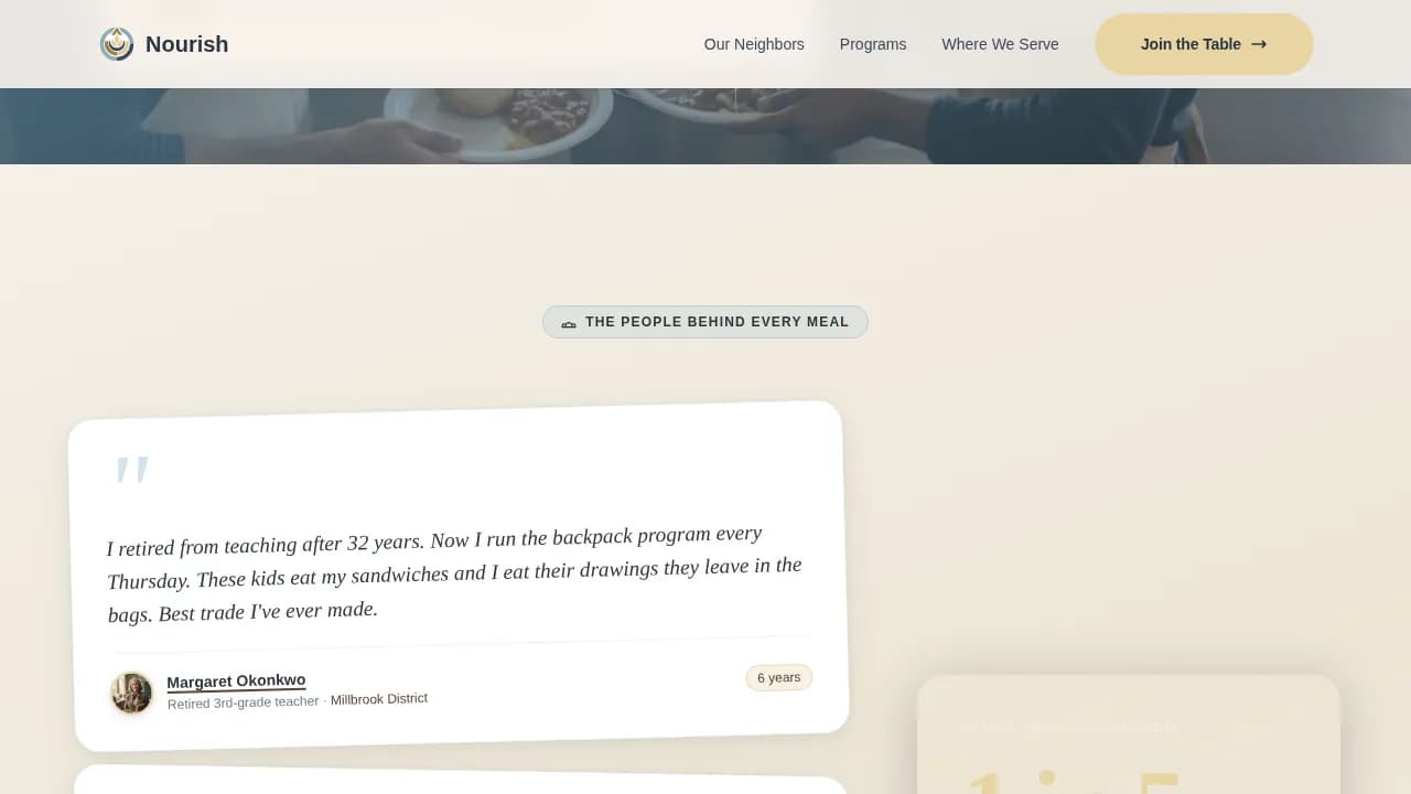 Nourish — Grassroots Food Security Landing Page Template