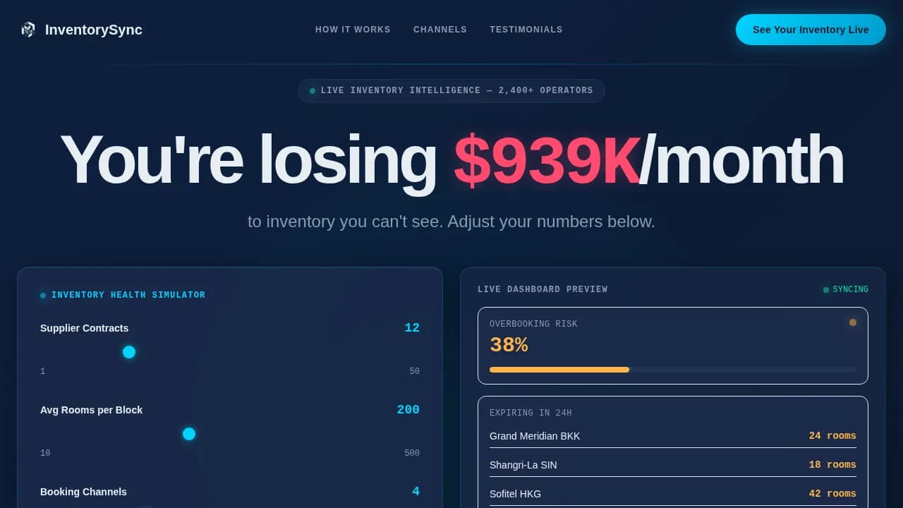 VoyageStock — Live Accommodation Management Landing Page Template