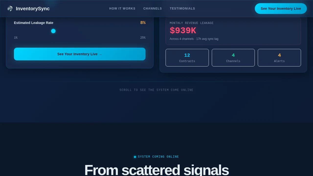 VoyageStock — Live Accommodation Management Landing Page Template