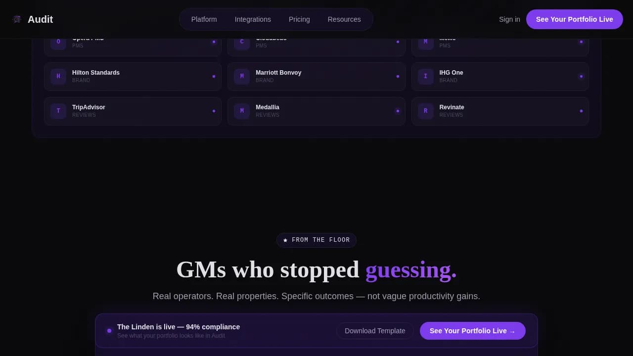 AuditPulse — Live Hospitality Oversight Landing Page Template