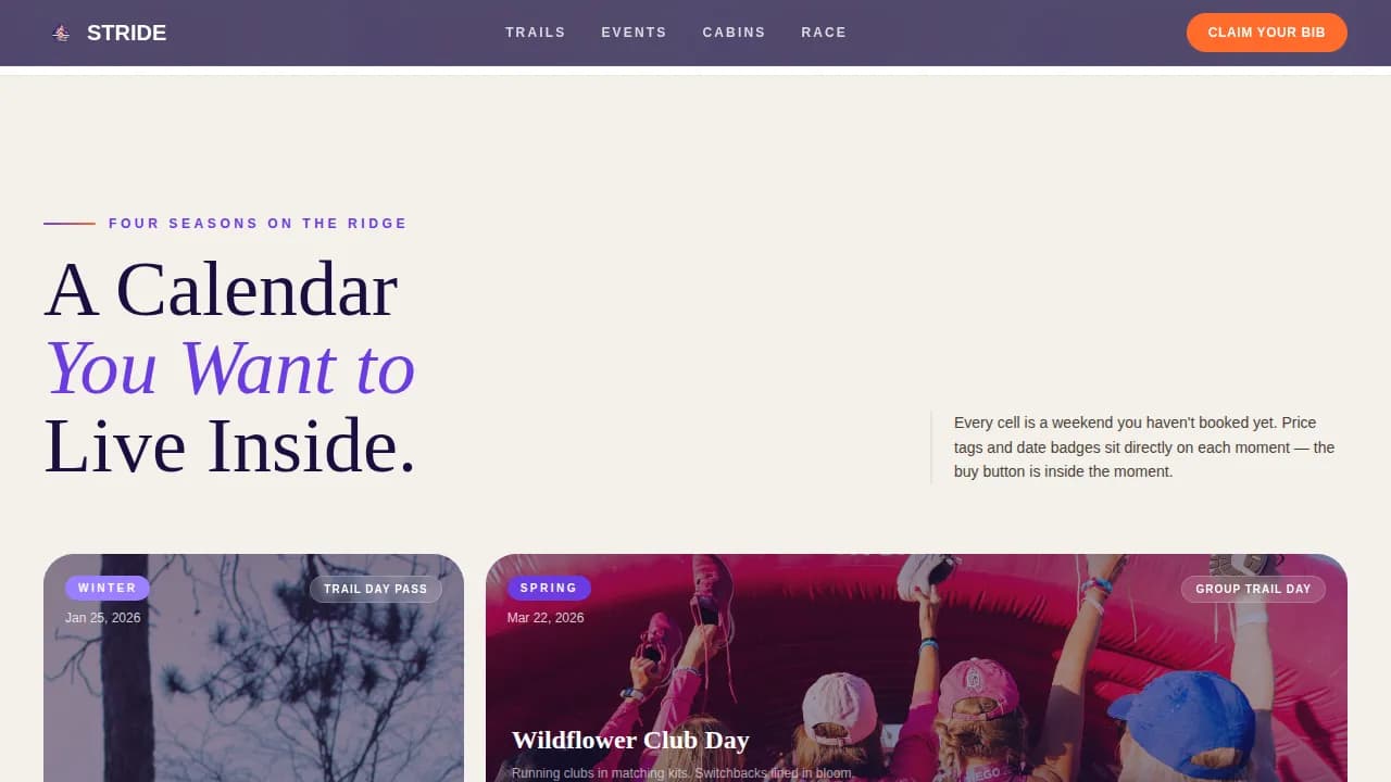 Stride — Premium Marathon Training Landing Page Template