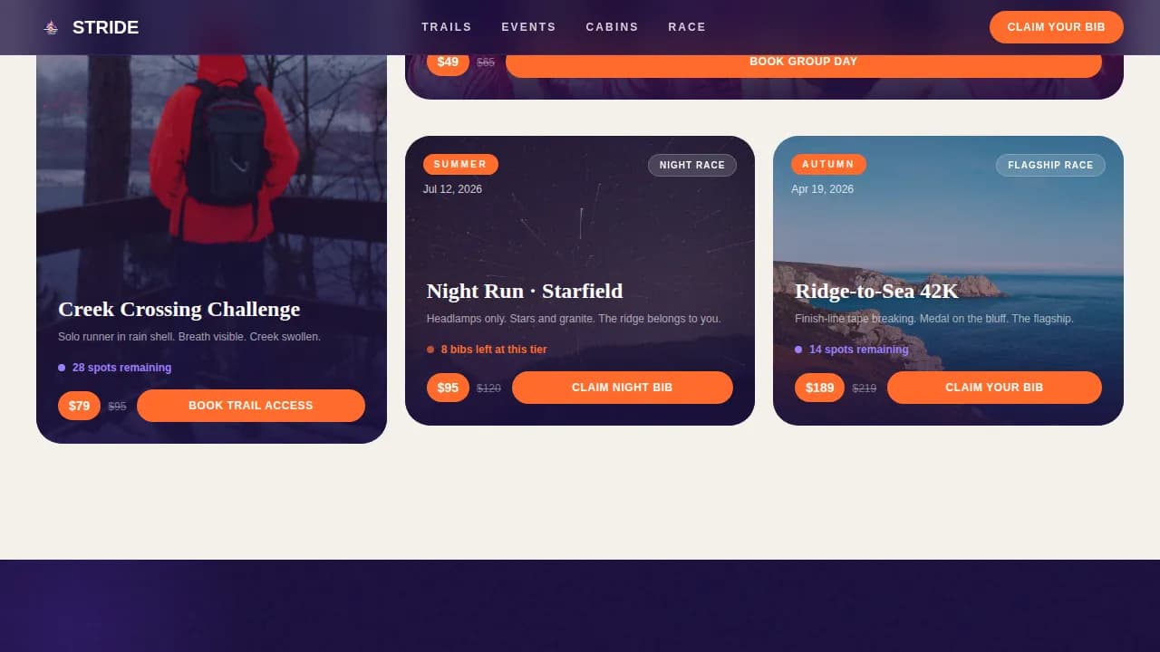 Stride — Premium Marathon Training Landing Page Template