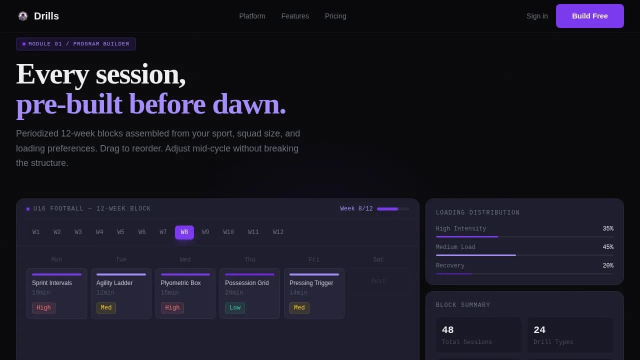 Drills — Dynamic Youth Sports Landing Page Template
