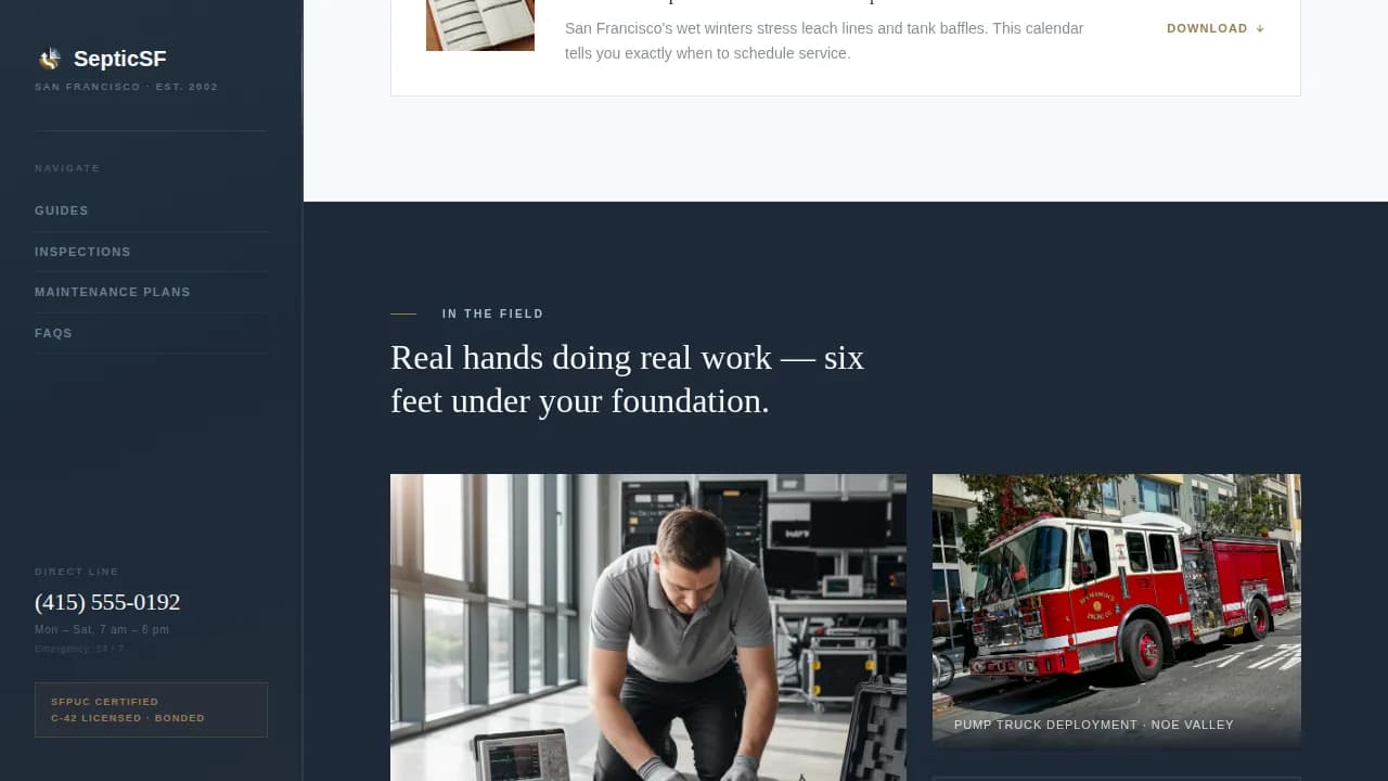 Septic - Executive Authority Resource Landing Page Template