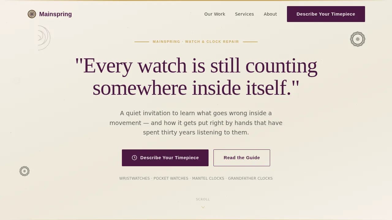 Timepiece — Professional Horological Repair Landing Page Template
