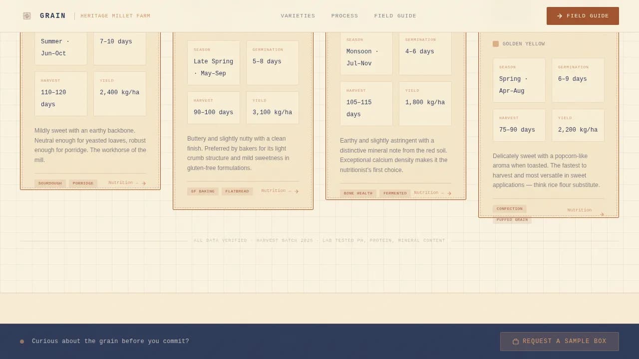 Harvest — Ancestral Millet Farming Landing Page Template