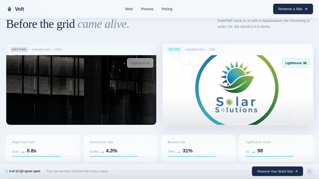 Volt — Energized Web Design Studio Landing Page Template