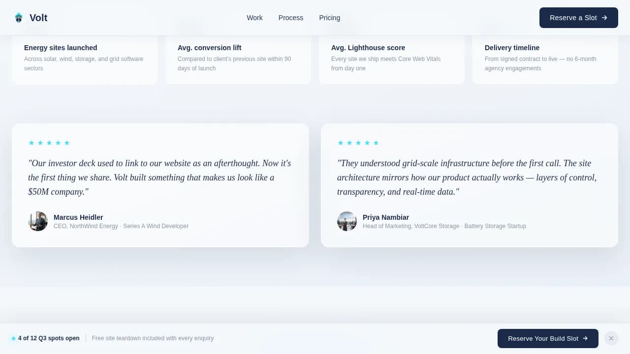 Volt — Energized Web Design Studio Landing Page Template