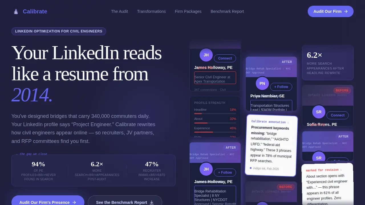 Civil Engineer Profile Pricing Website Template