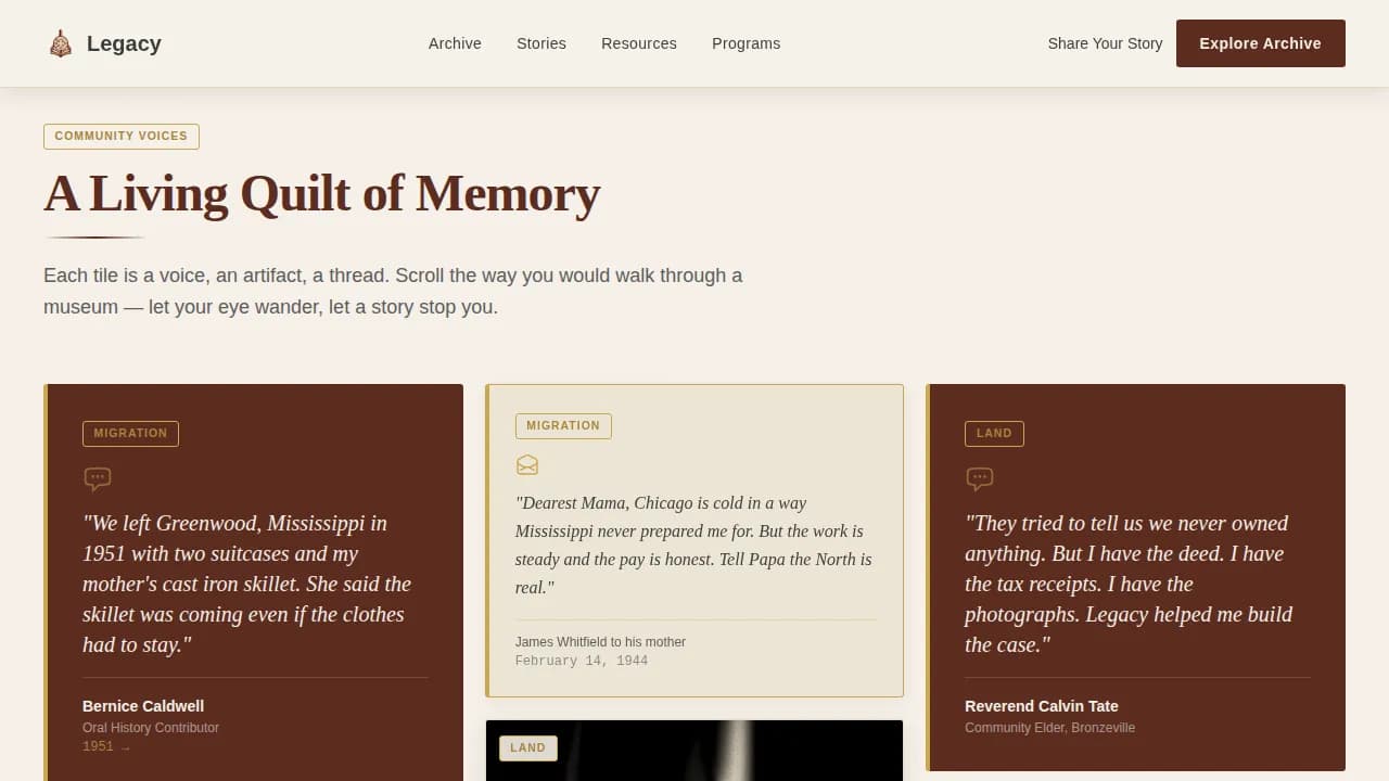 Legacy — Vibrant Cultural Heritage Landing Page Template