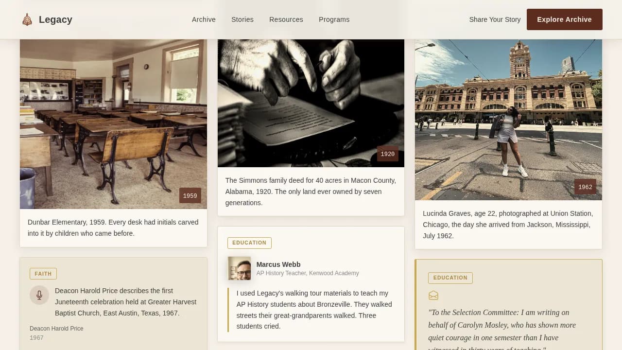 Legacy — Vibrant Cultural Heritage Landing Page Template
