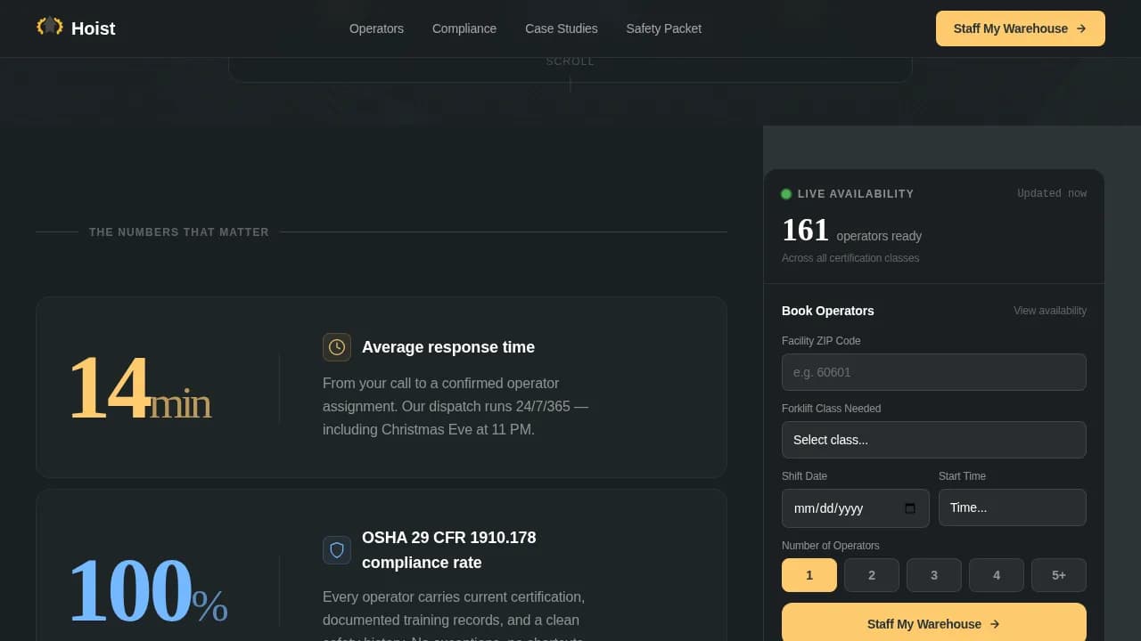 Forklift Operator Booking Website Template