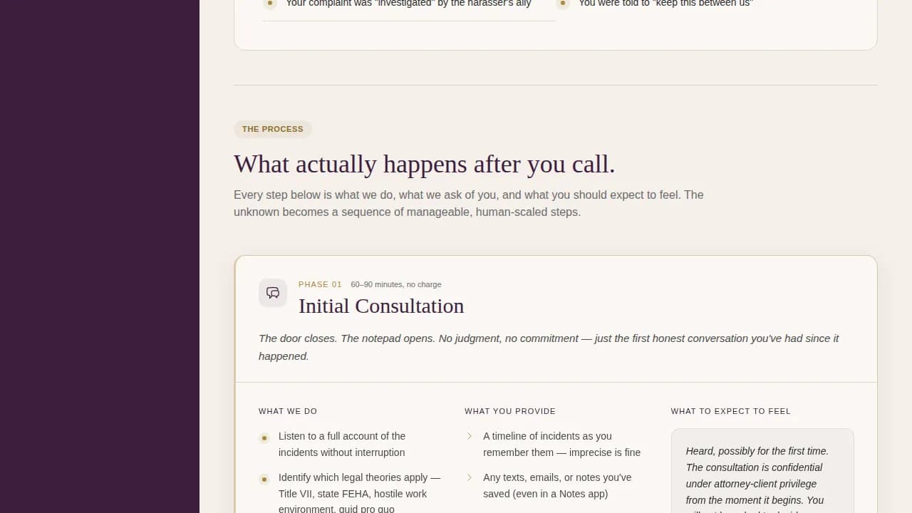 Advocate — Premier Workplace Harassment Landing Page Template