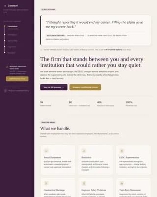 Advocate — Premier Workplace Harassment Landing Page Template
