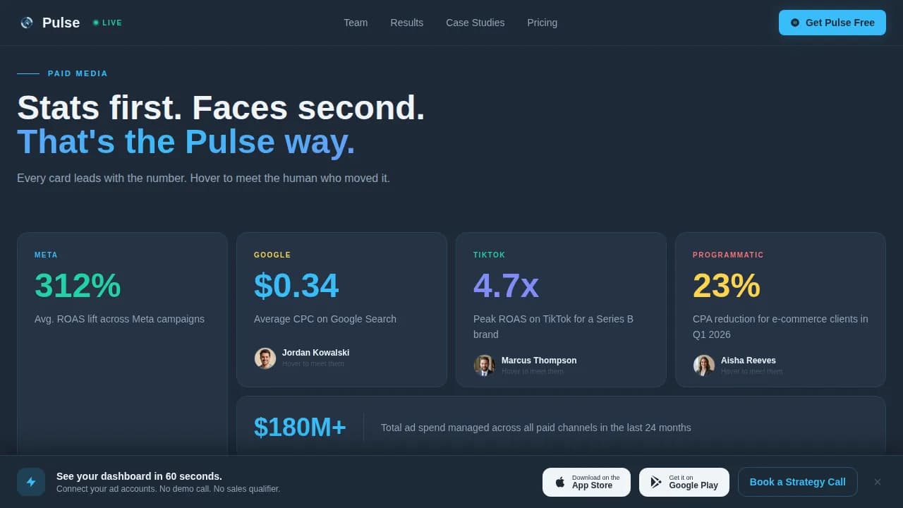 Pulse — Data-Driven Growth Marketing Landing Page Template