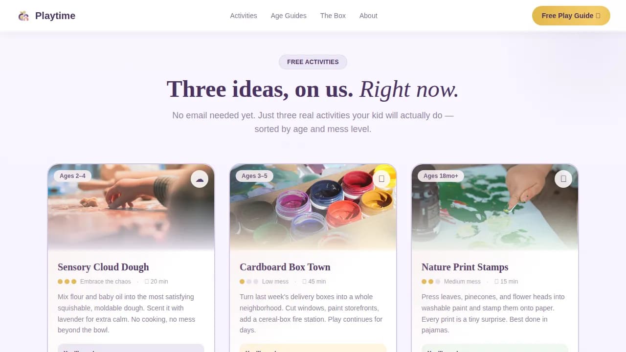 Playtime — Delightful Early Learning Landing Page Template