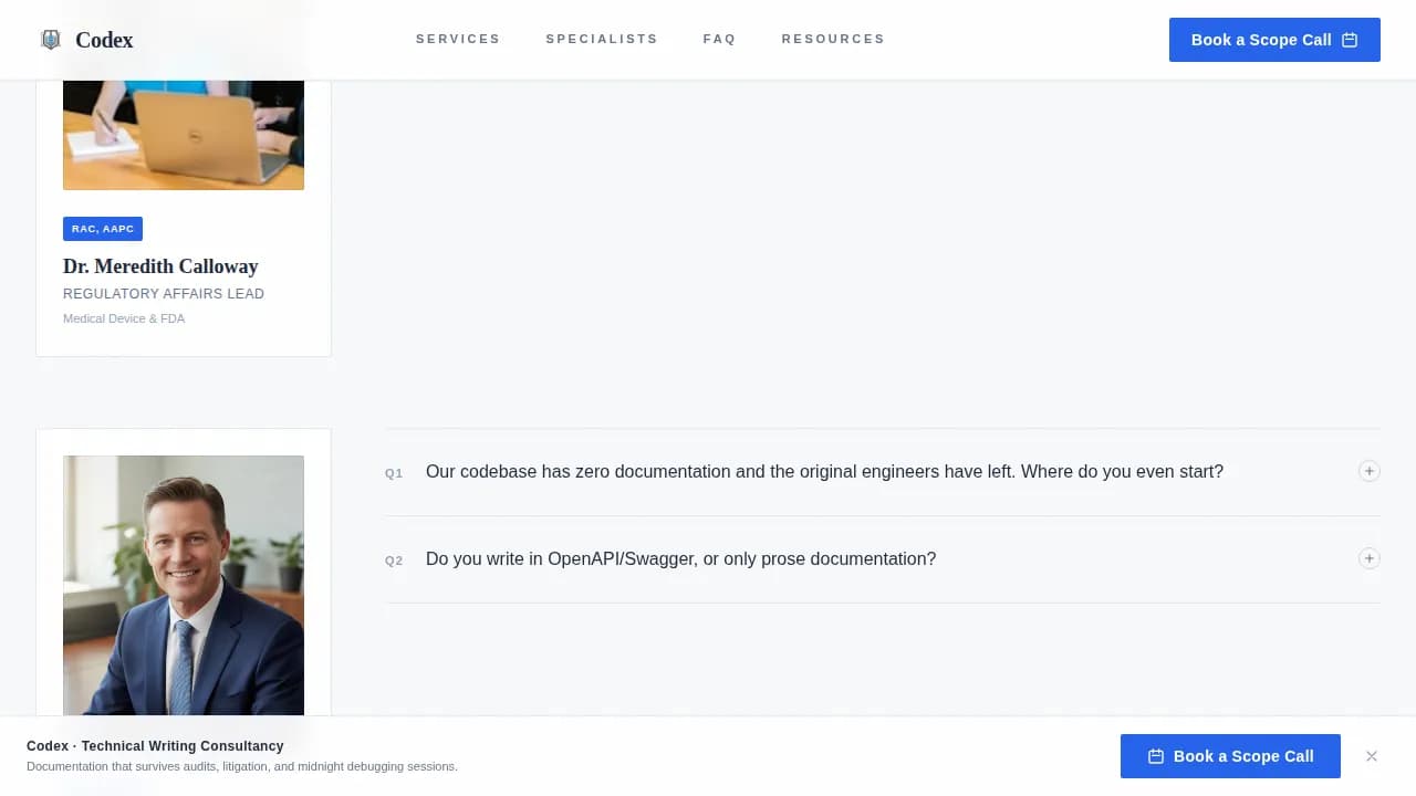 Technical Writer Booking Website Template