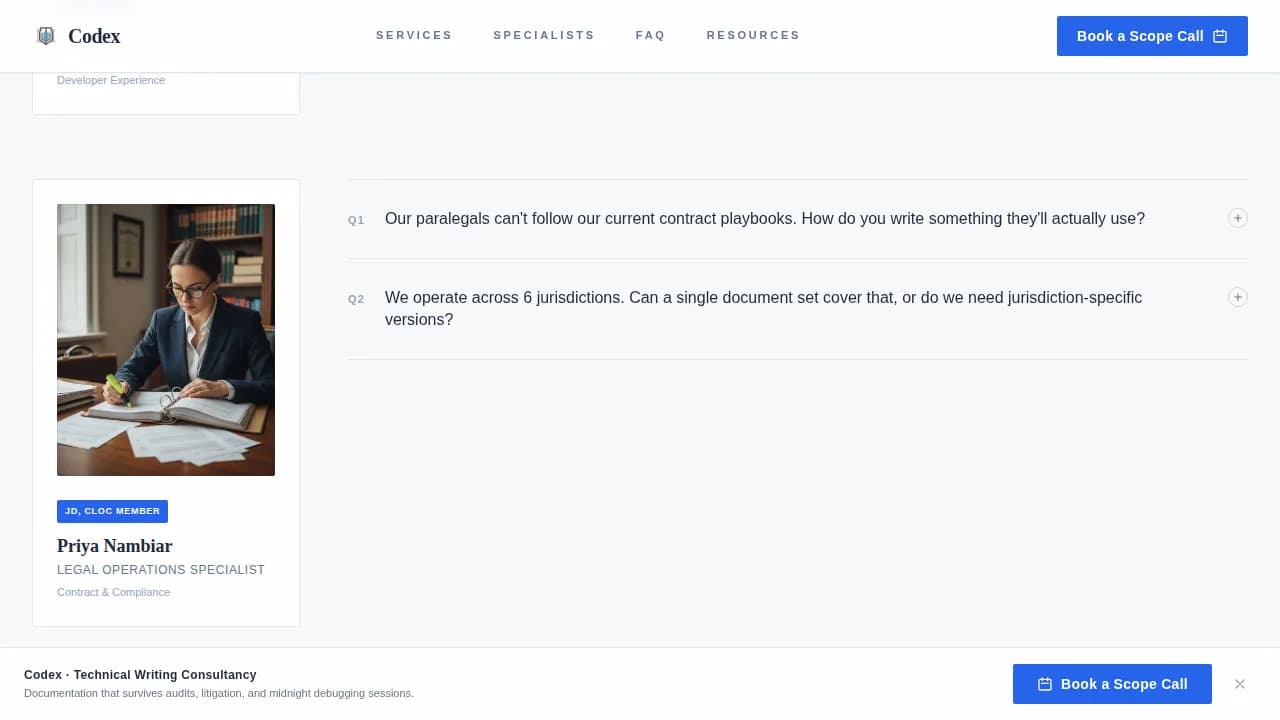 Technical Writer Booking Website Template