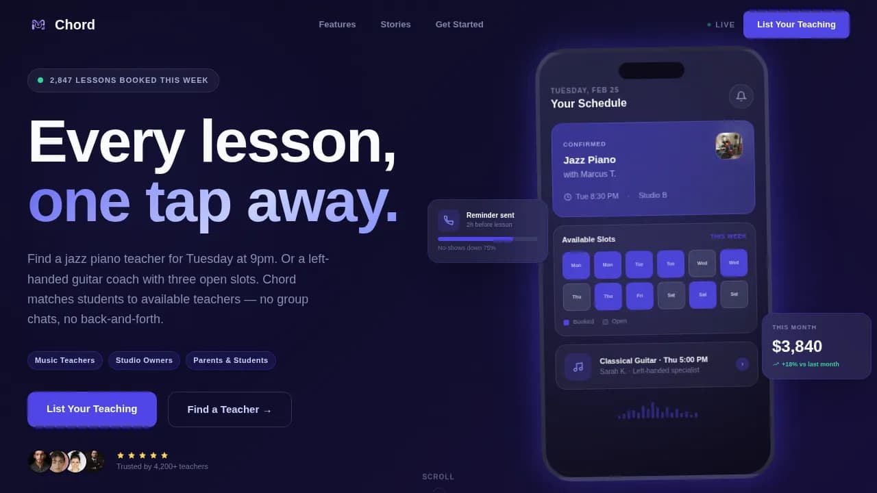 Harmony — Intelligent Music Tuition Landing Page Template