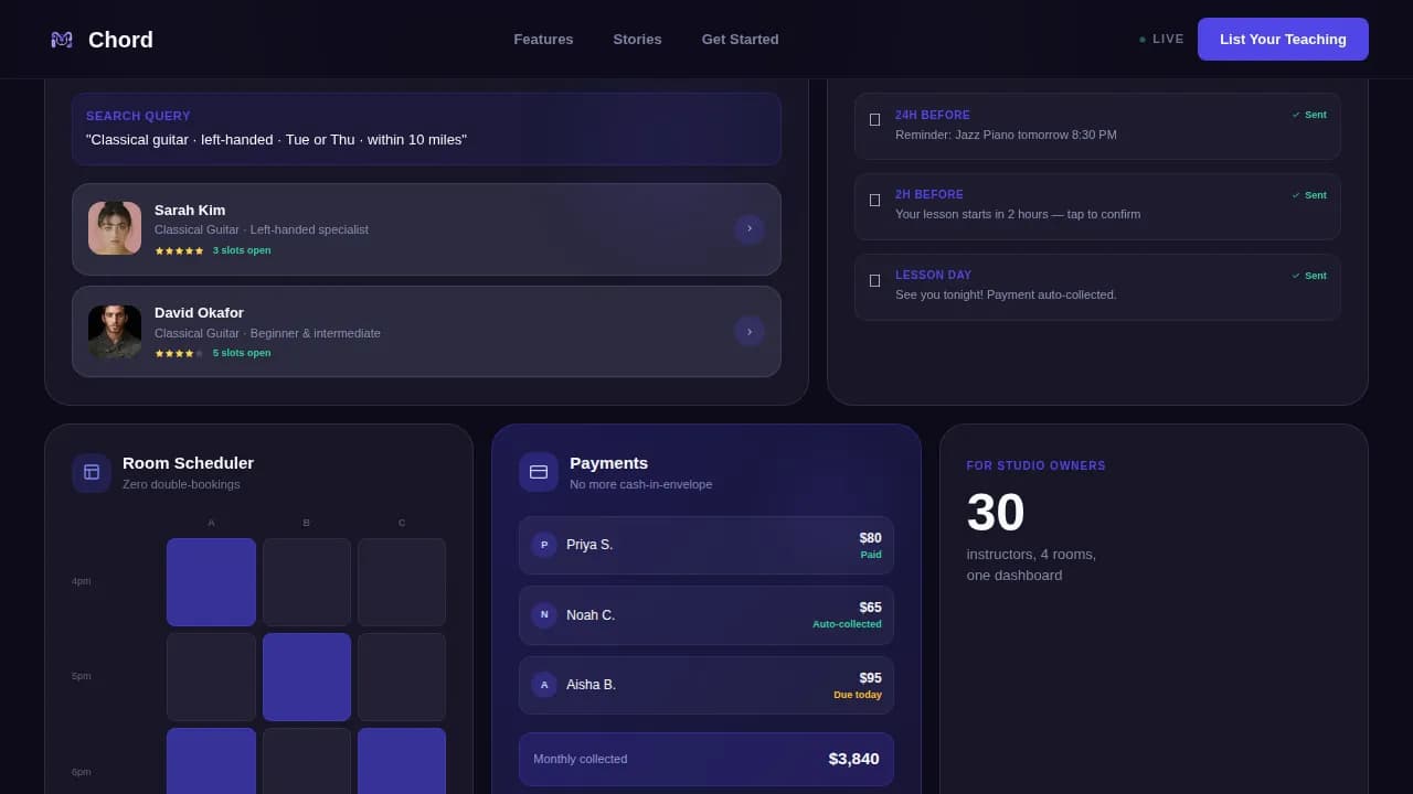 Harmony — Intelligent Music Tuition Landing Page Template