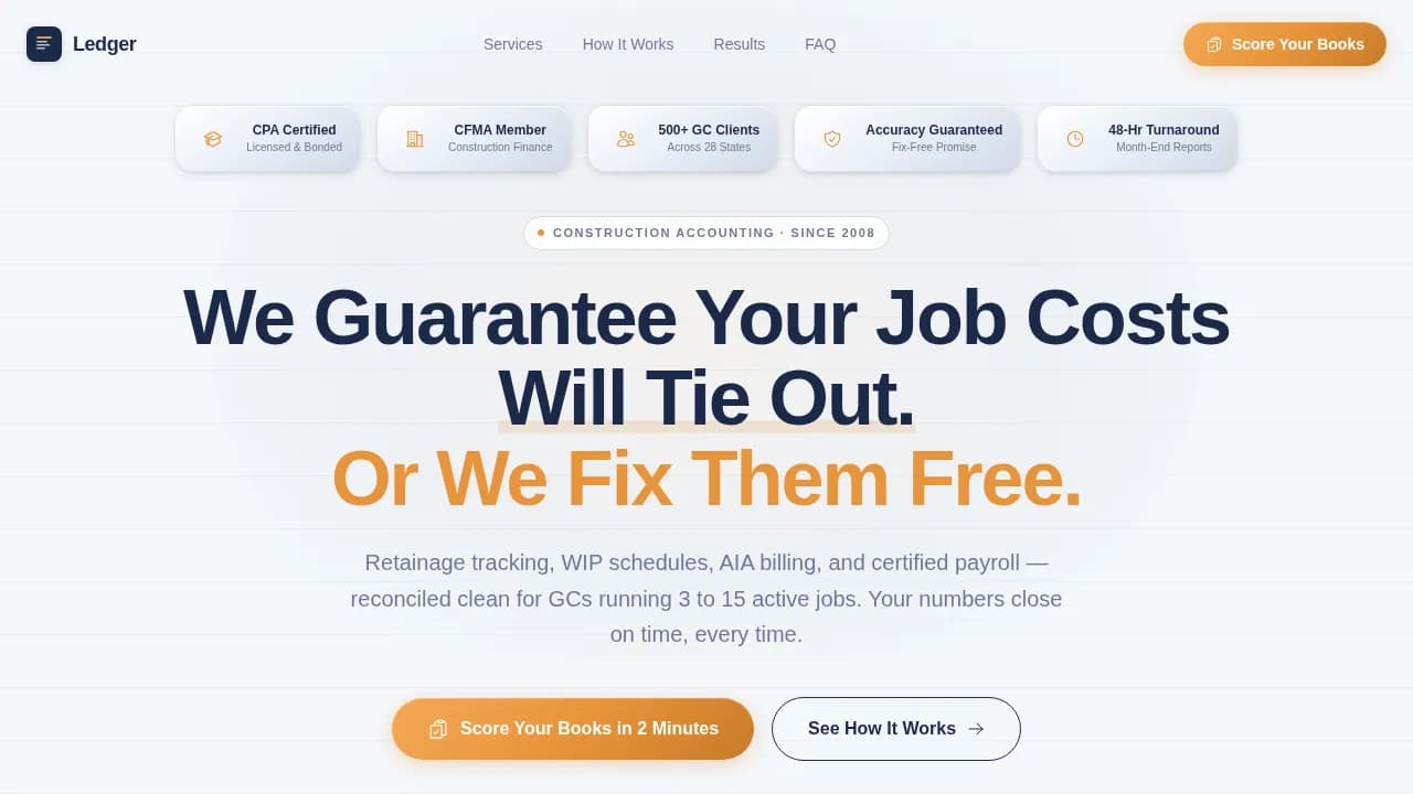 Construction Company Accounting & Job-Cost Website Template