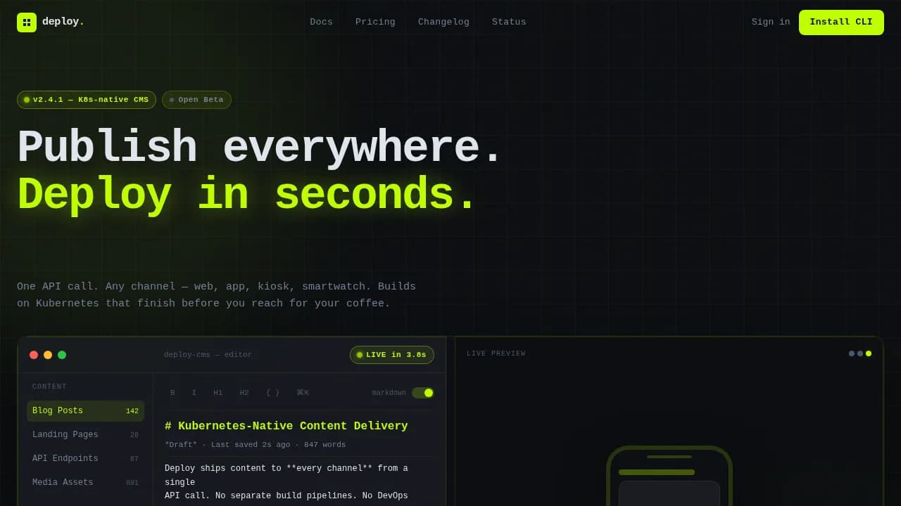 Launch — Ultra-Fast Edge CMS Landing Page Template