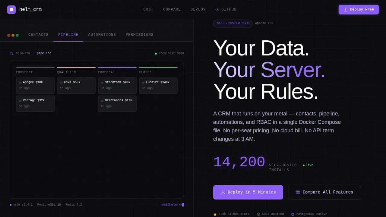 Captain — Sovereign Database CRM Landing Page Template