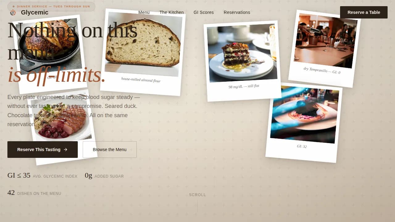 Savor — Premium Glucose-Conscious Dining Landing Page Template