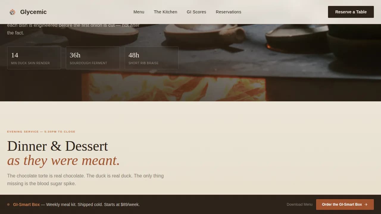 Savor — Premium Glucose-Conscious Dining Landing Page Template