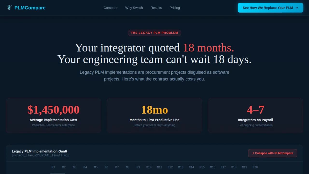 Lifecycle - Drag and Drop PLM Comparison Landing Page Template