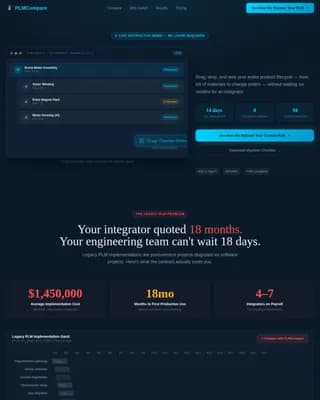 Lifecycle - Drag and Drop PLM Comparison Landing Page Template