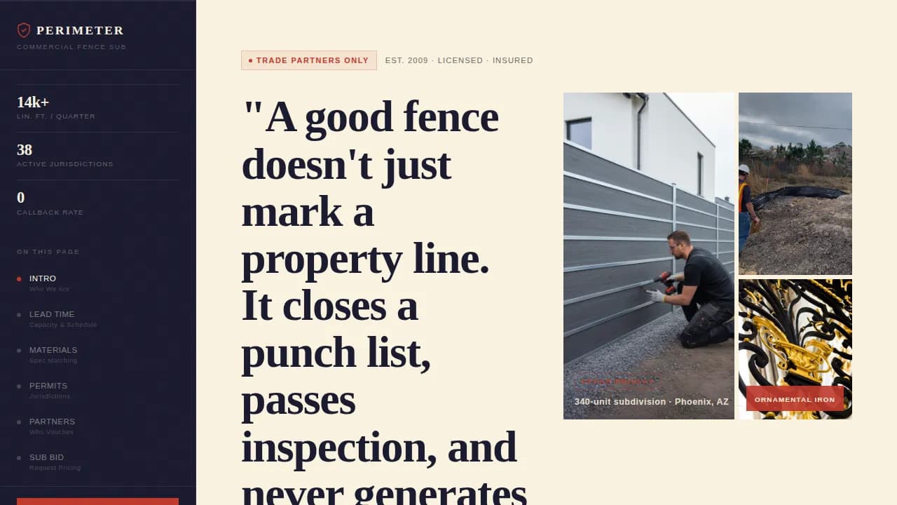 Fence Builder Business Portfolio Website Template