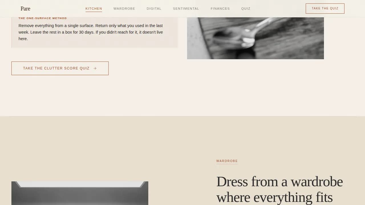 Minimalism & Decluttering Content Professional Website Template