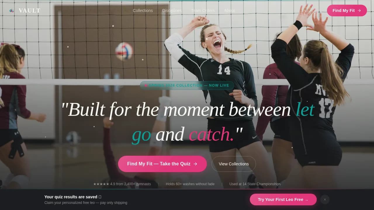Leap — Premium Gymnastics Apparel Landing Page Template