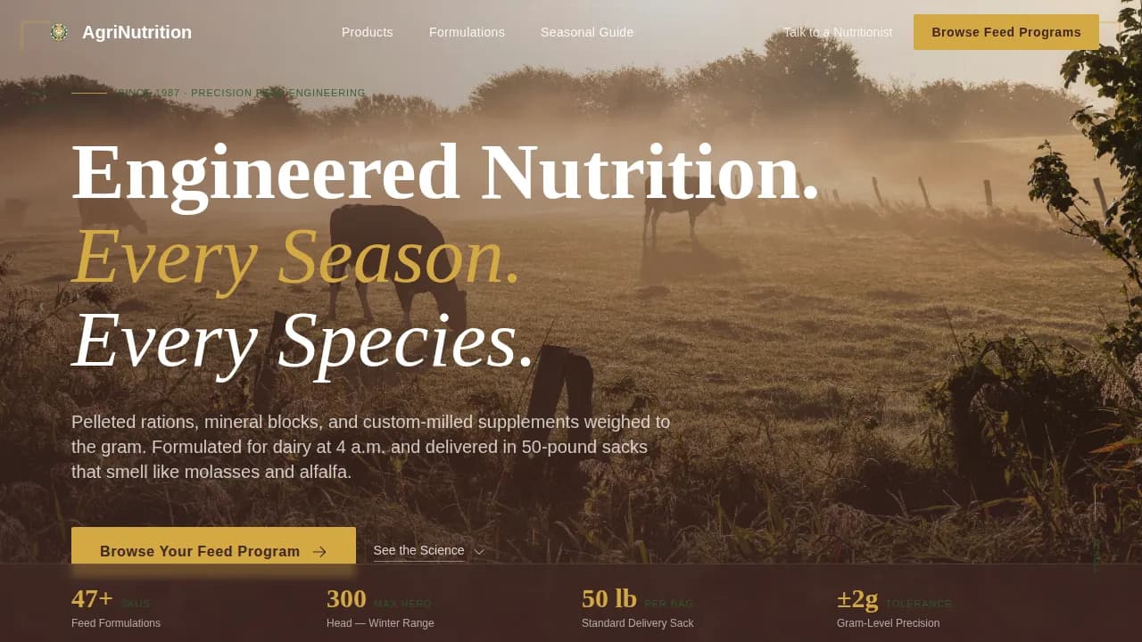 Feedcraft — Advanced Animal Nutrition Landing Page Template