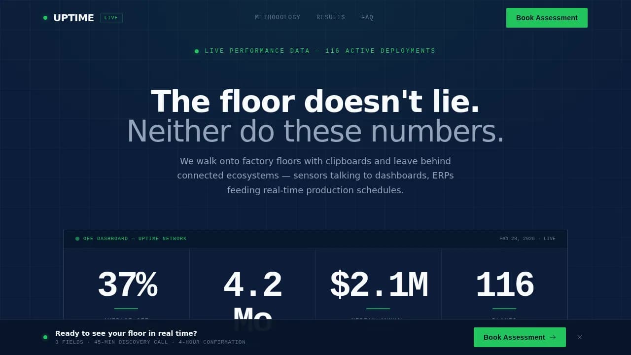Optimize — Real-Time Manufacturing Solutions Landing Page Template