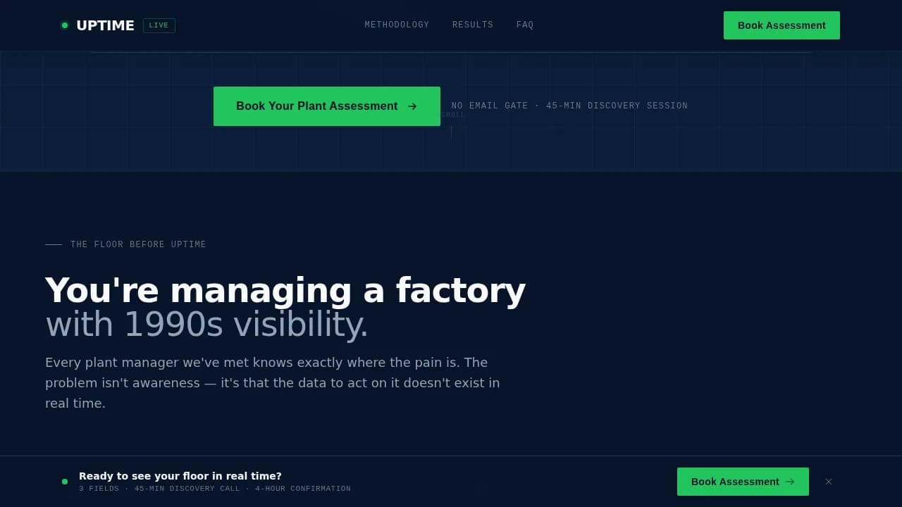 Optimize — Real-Time Manufacturing Solutions Landing Page Template