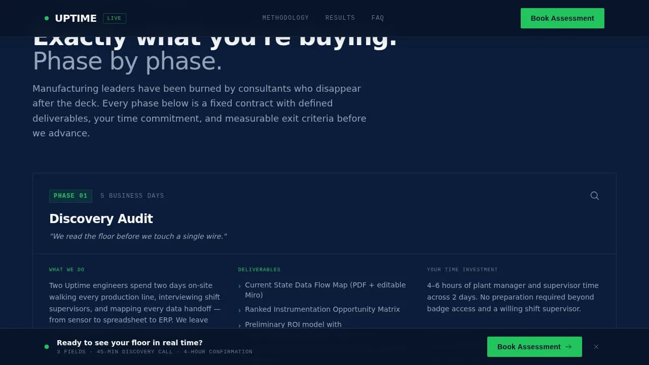 Optimize — Real-Time Manufacturing Solutions Landing Page Template