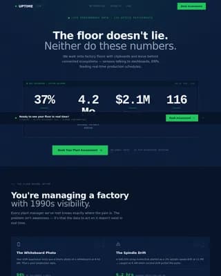 Optimize — Real-Time Manufacturing Solutions Landing Page Template