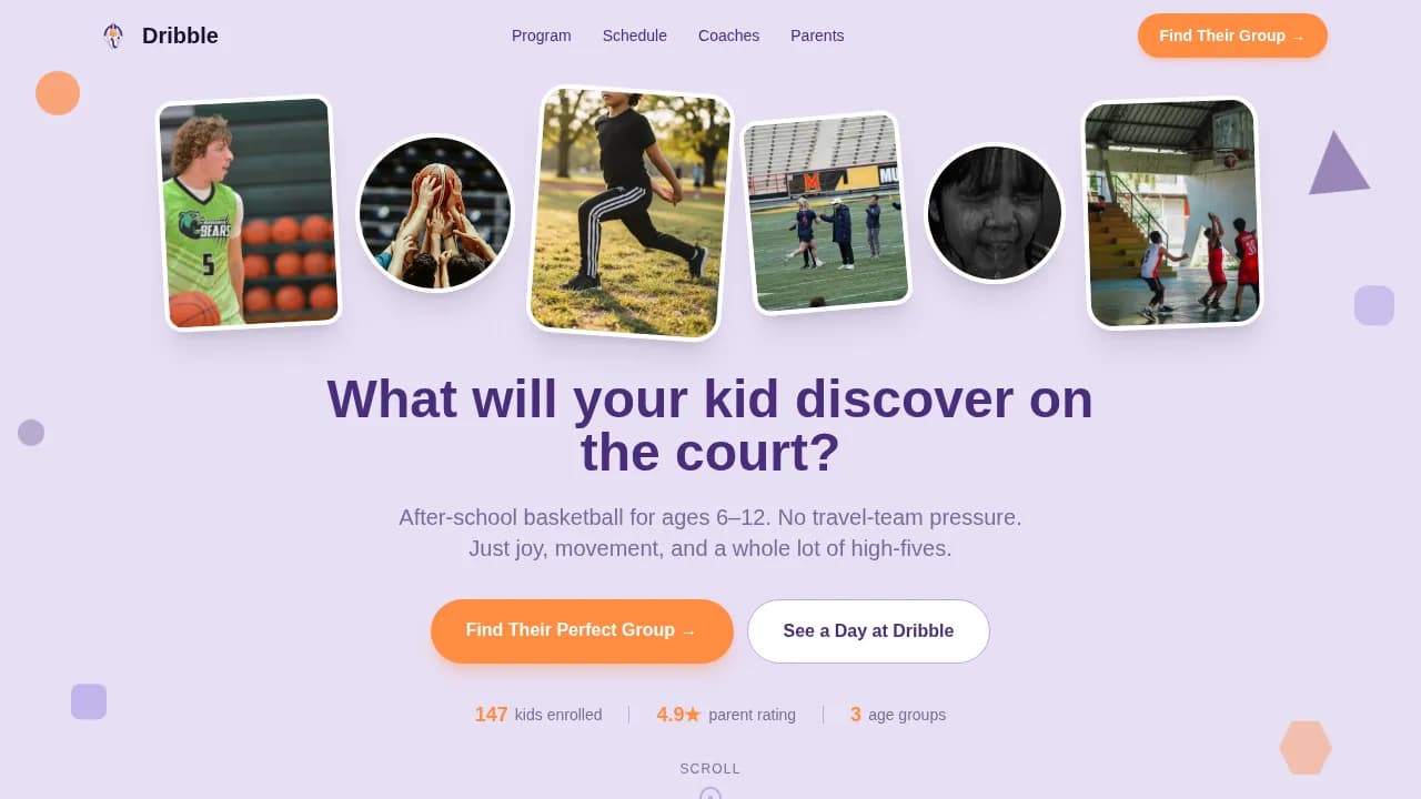 Hoops — Dynamic Youth Basketball Landing Page Template