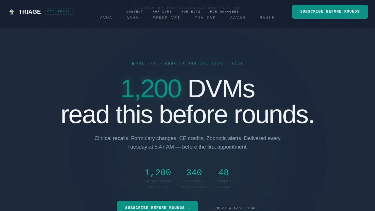 Vetpulse — Intelligent Veterinary Newsletter Landing Page Template