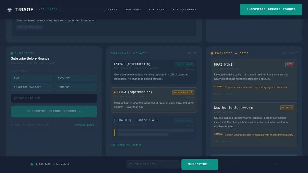 Vetpulse — Intelligent Veterinary Newsletter Landing Page Template