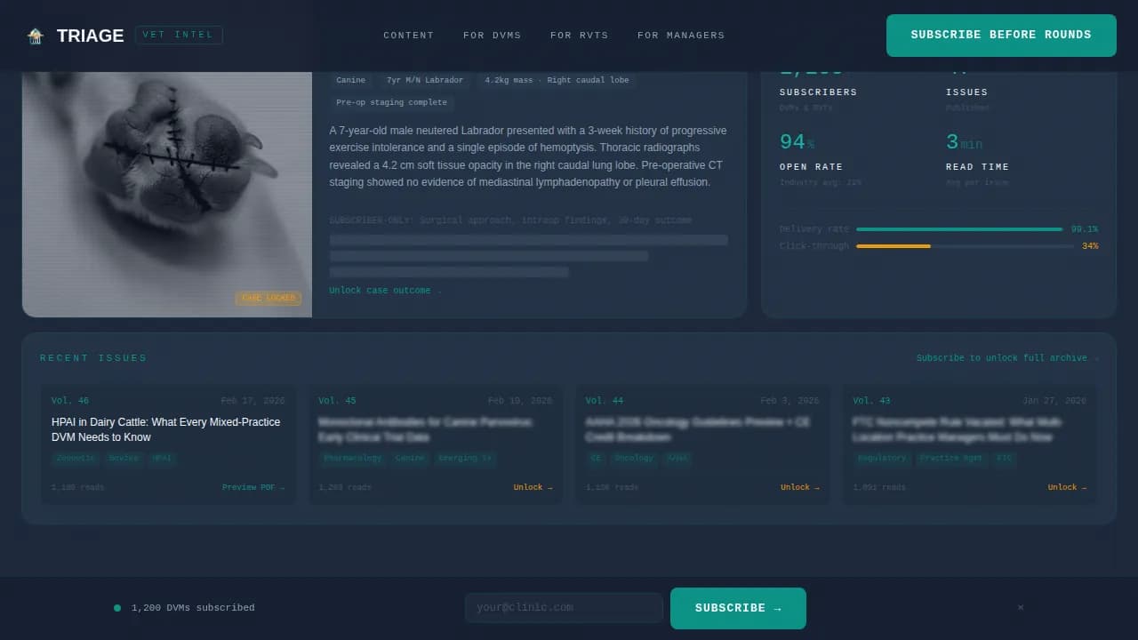 Vetpulse — Intelligent Veterinary Newsletter Landing Page Template