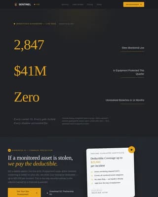 Sentinel - Guarantee-Led Construction Site Security Landing Page Template
