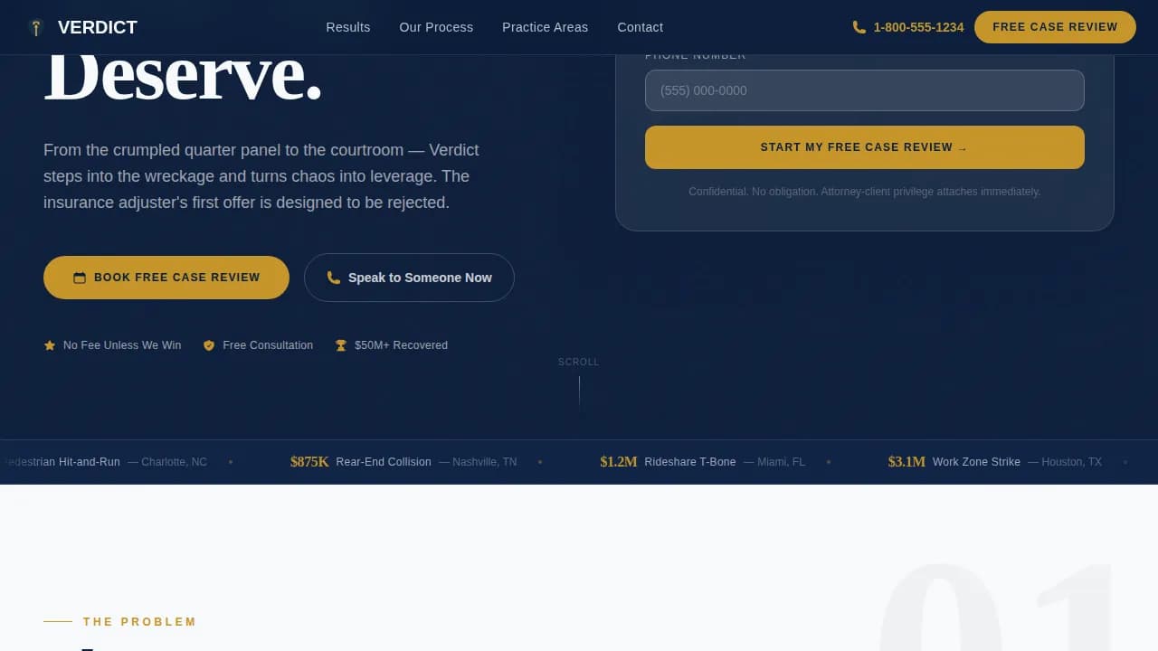 Justice — Expert Auto Accident Counsel Landing Page Template