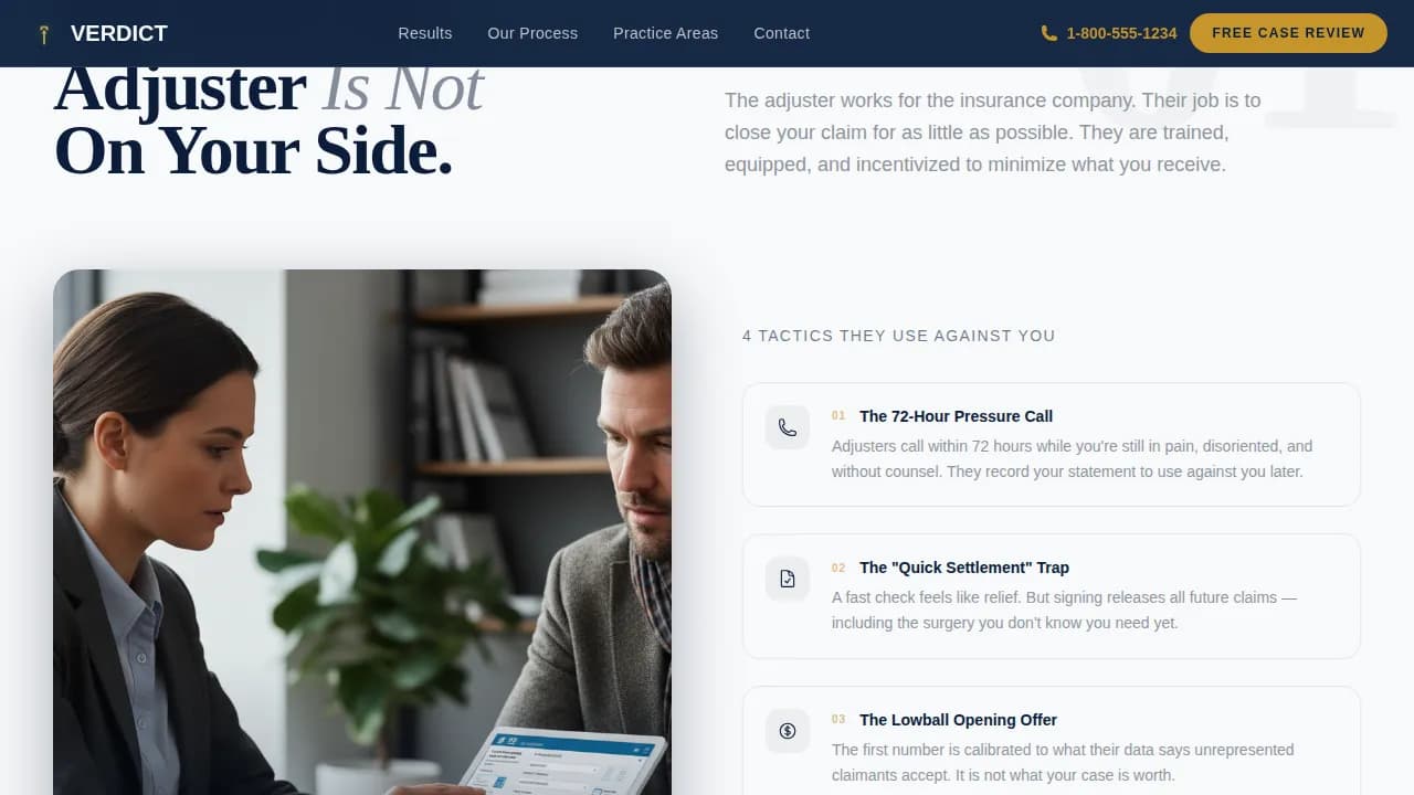 Justice — Expert Auto Accident Counsel Landing Page Template