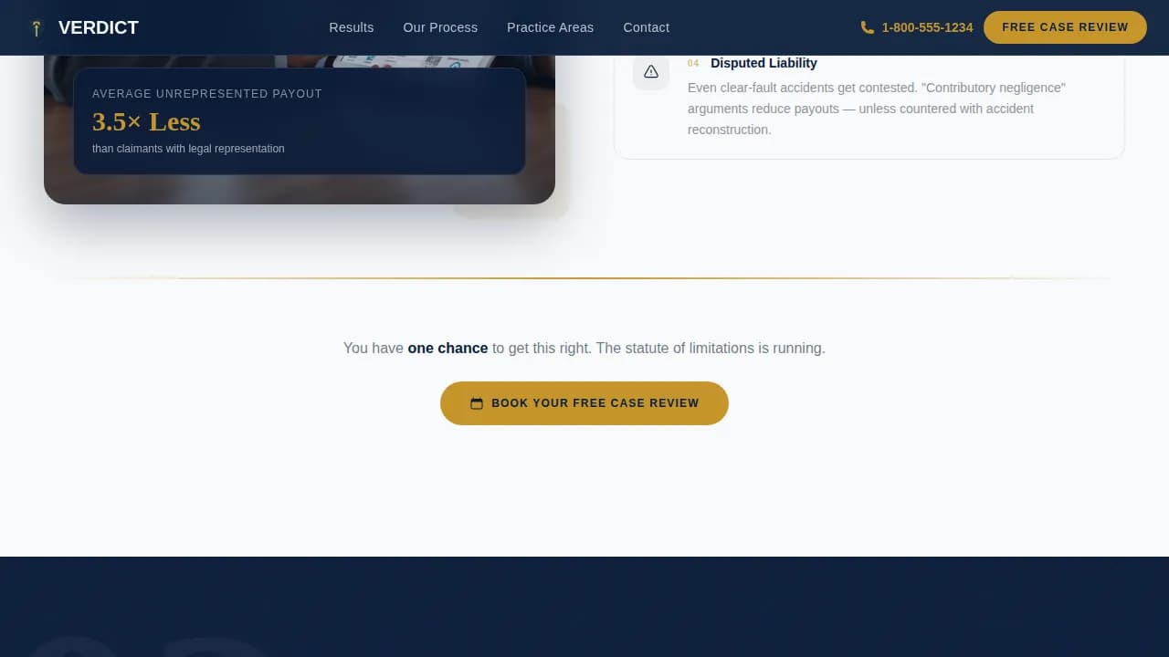 Justice — Expert Auto Accident Counsel Landing Page Template