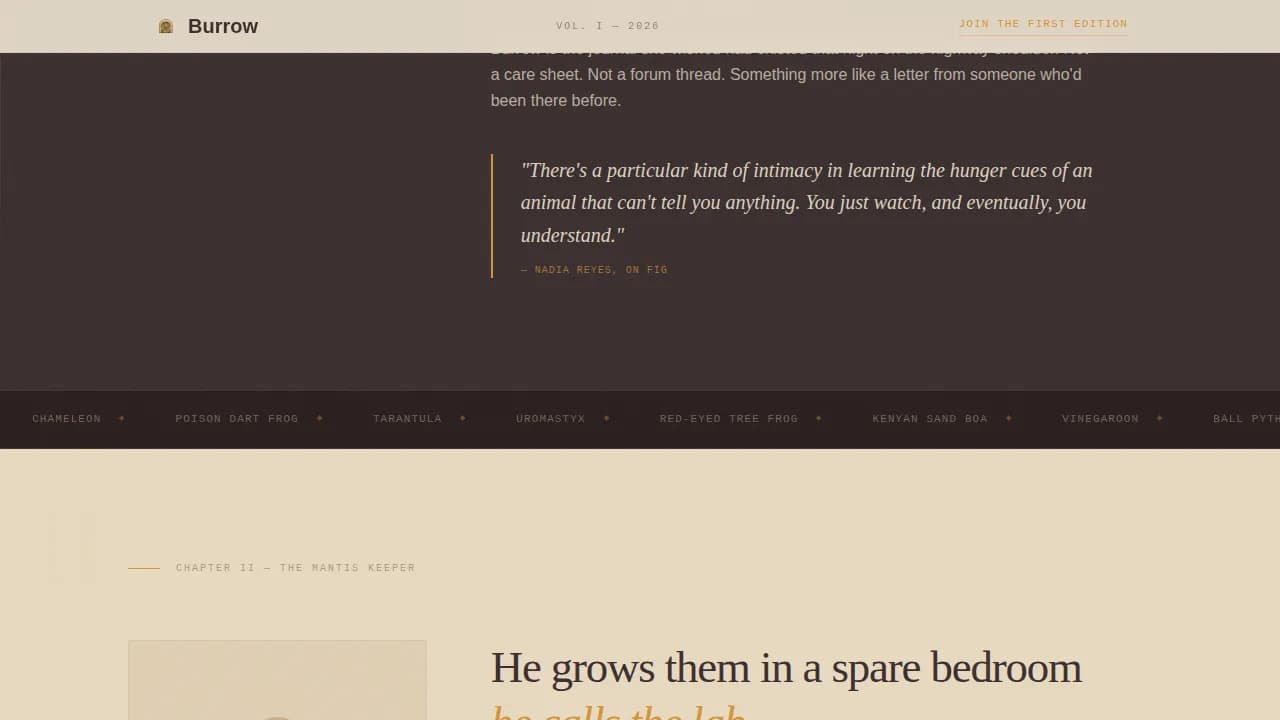 Journal — Expert Exotic Pet Landing Page Template